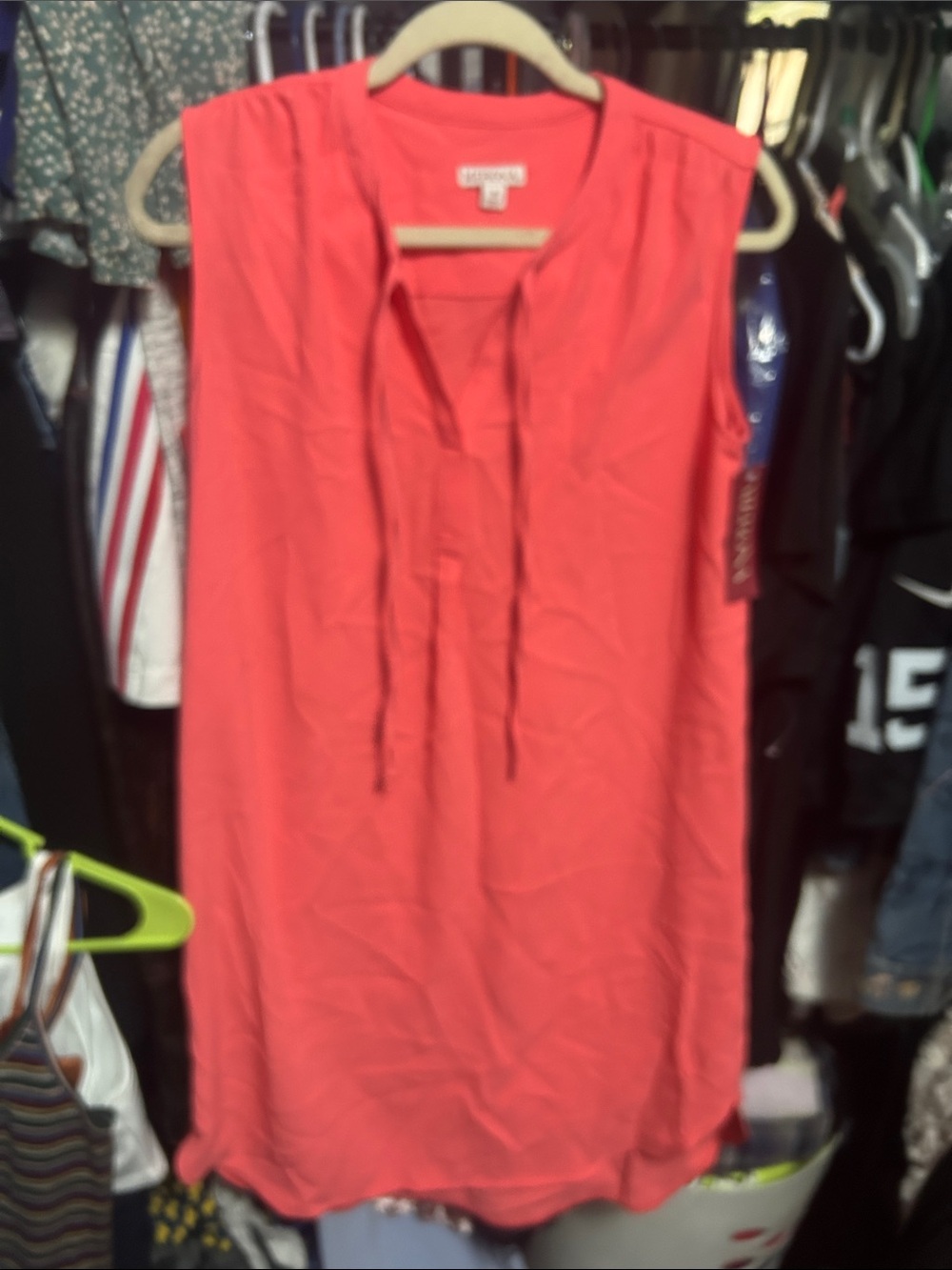 Merona Coral Pink Sleeveless V-Neck Tunic Top